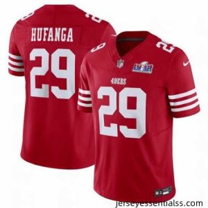 San Francisco 49ers 29 Talanoa Hufanga Red 2023 F.U.S.E  With John Madden Patch Vapor Limited Stitched Football 2024 Super Bowl LVIII Jersey