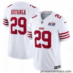 San Francisco 49ers 29 Talanoa Hufanga White 2023 F.U.S.E  With John Madden Patch Vapor Limited Stitched Football 2024 Super Bowl LVIII Jersey