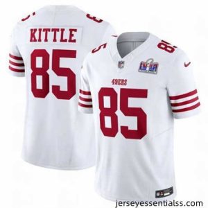 San Francisco 49ers 85 George Kittle White 2023 F.U.S.E  Vapor Untouchable Limited Stitched Football 2024 Super Bowl LVIII Jersey