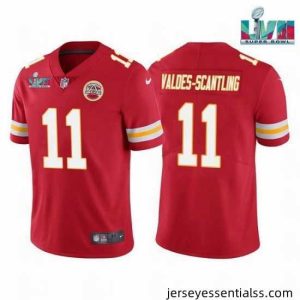 Toddler Kansas City Chiefs 11 Marquez Valdes Scantling Red Super Bowl LVII Patch Vapor Untouchable Limited Stitched Jersey