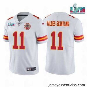 Toddler Kansas City Chiefs 11 Marquez Valdes Scantling White Super Bowl LVII Patch Vapor Untouchable Limited Stitched Jersey
