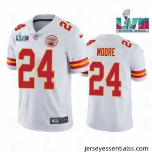 Toddler Kansas City Chiefs 24 Skyy Moore White Super Bowl LVII Patch Vapor Untouchable Limited Stitched Jersey