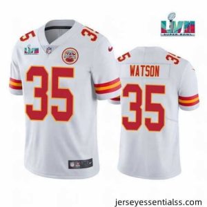 Toddler Kansas City Chiefs 35 Jaylen Watson White Super Bowl LVII Patch Vapor Untouchable Limited Stitched Jersey