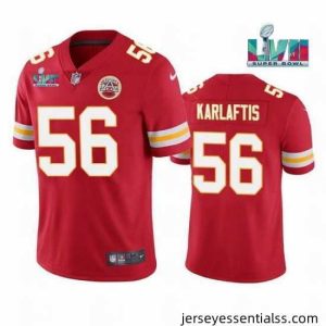 Toddler Kansas City Chiefs 56 George Karlaftis Red Super Bowl LVII Patch Vapor Untouchable Limited Stitched Jersey