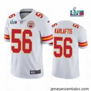 Toddler Kansas City Chiefs 56 George Karlaftis White Super Bowl LVII Patch Vapor Untouchable Limited Stitched Jersey