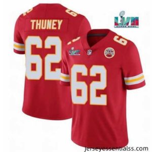 Toddler Kansas City Chiefs 62 Joe Thuney Red Super Bowl LVII Patch Vapor Untouchable Limited Stitched Jersey