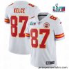 Toddler Kansas City Chiefs 87 Travis Kelce White Super Bowl LVII Patch Vapor Untouchable Limited Stitched Jersey