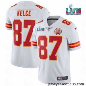 Toddler Kansas City Chiefs 87 Travis Kelce White Super Bowl LVII Patch Vapor Untouchable Limited Stitched Jersey