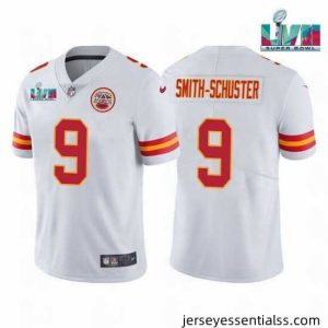 Toddler Kansas City Chiefs 9 JuJu Smith Schuster White Super Bowl LVII Patch Vapor Untouchable Limited Stitched Jersey