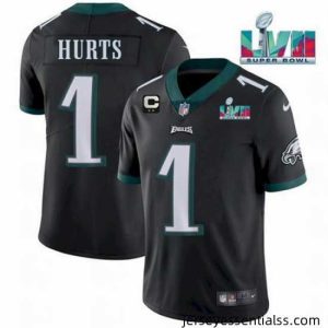 Toddler Philadelphia Eagles 1 Jalen Hurts Black Super Bowl LVII Patch And 2 Star C Patch Vapor Untouchable Limited Stitched Jersey
