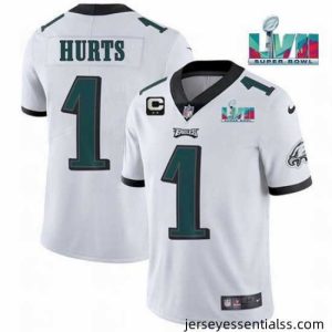 Toddler Philadelphia Eagles 1 Jalen Hurts White Super Bowl LVII Patch And 2 Star C Patch Vapor Untouchable Limited Stitched Jersey