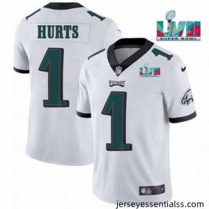 Toddler Philadelphia Eagles 1 Jalen Hurts White Super Bowl LVII Patch Vapor Untouchable Limited Stitched Jersey