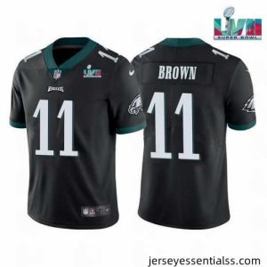 Toddler Philadelphia Eagles 11 A J  Brown Black Super Bowl LVII Patch Vapor Untouchable Limited Stitched Jersey