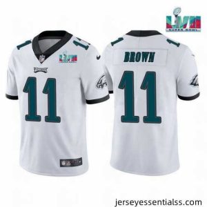 Toddler Philadelphia Eagles 11 A J  Brown White Super Bowl LVII Patch Vapor Untouchable Limited Stitched Jersey