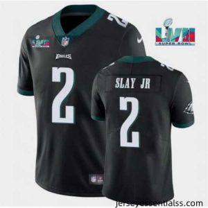 Toddler Philadelphia Eagles 2 Darius Slay JR Black Super Bowl LVII Patch Vapor Untouchable Limited Stitched Jersey