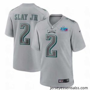Toddler Philadelphia Eagles 2 Darius Slay Jr  Grey Super Bowl LVII Patch Atmosphere Fashion Stitched Game Jersey