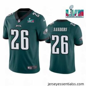 Toddler Philadelphia Eagles 26 Miles Sanders Green Super Bowl LVII Patch Vapor Untouchable Limited Stitched Jersey