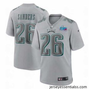 Toddler Philadelphia Eagles 26 Miles Sanders Grey Super Bowl LVII Patch Atmosphere Fashion Stitched Game Jersey