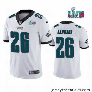 Toddler Philadelphia Eagles 26 Miles Sanders White Super Bowl LVII Patch Vapor Untouchable Limited Stitched Jersey