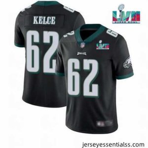 Toddler Philadelphia Eagles 62 Jason Kelce Black Super Bowl LVII Patch Vapor Untouchable Limited Stitched Jersey