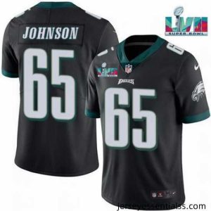 Toddler Philadelphia Eagles 65 Lane Johnson Black Super Bowl LVII Patch Vapor Untouchable Limited Stitched Jersey