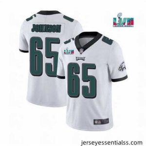 Toddler Philadelphia Eagles 65 Lane Johnson White Super Bowl LVII Patch Vapor Untouchable Limited Stitched Jersey