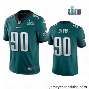 Toddler Philadelphia Eagles 90 Jordan Davis Green Super Bowl LVII Patch Vapor Untouchable Limited Stitched Jersey