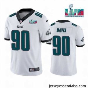 Toddler Philadelphia Eagles 90 Jordan Davis White Super Bowl LVII Patch Vapor Untouchable Limited Stitched Jersey