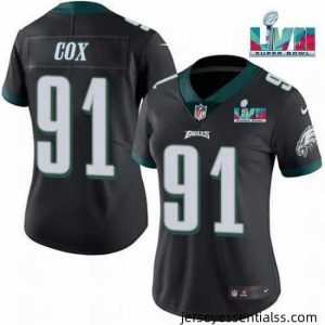 Toddler Philadelphia Eagles 91 Fletcher Cox Black Super Bolw LVII Patch Vapor Untouchable Limited Stitched Football Jersey