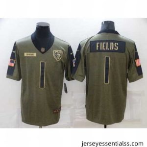 Men's Chicago Bears #1 Justin Fields 2021 Salute To Service Limited Jersey