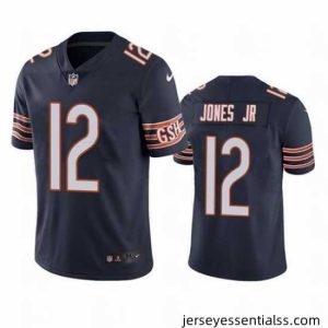 Men's Chicago Bears #12 Velus Jones Jr. Navy Vapor untouchable Limited Stitched Jersey