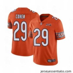 Mens Chicago Bears 29 Tarik Cohen Orange Alternate 100th Season Limited Football Jersey