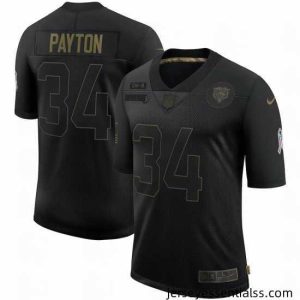 Men's Chicago Bears #34 Walter Payton Black Nike 2020 Salute To Service Limited Jersey
