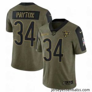 Men's Chicago Bears Walter Payton Nike Olive 2021 Salute To Service Retired Player Limited Jersey