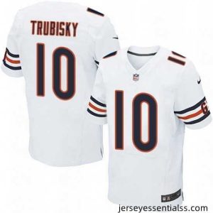 Mens Nike Chicago Bears 10 Mitchell Trubisky Elite White NFL Jersey