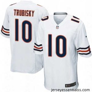 Mens Nike Chicago Bears 10 Mitchell Trubisky Game White NFL Jersey