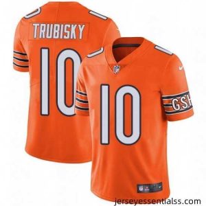 Mens Nike Chicago Bears 10 Mitchell Trubisky Limited Orange Rush Vapor Untouchable NFL Jersey