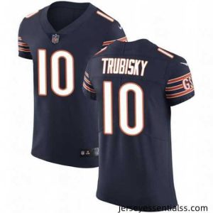 Mens Nike Chicago Bears 10 Mitchell Trubisky Navy Blue Team Color Vapor Untouchable Elite Player NFL Jersey