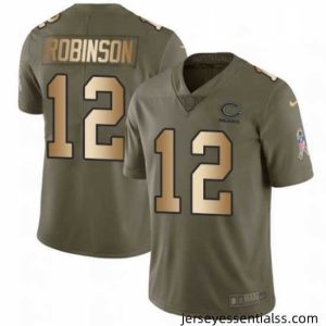 Mens Nike Chicago Bears 12 Allen Robinson Limited OliveGold 2017 Salute to Service NFL Jersey
