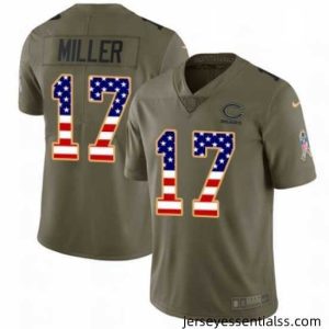 Mens Nike Chicago Bears 17 Anthony Miller Limited Olive USA Flag 2017 Salute to Service NFL Jersey