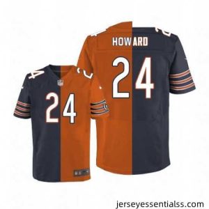 Mens Nike Chicago Bears 24 Jordan Howard Elite NavyOrange Split Fashion NFL Jersey