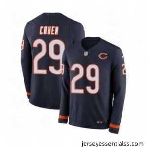 Mens Nike Chicago Bears 29 Tarik Cohen Limited Navy Blue Therma Long Sleeve NFL Jersey