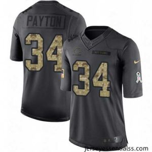 Mens Nike Chicago Bears 34 Walter Payton Limited Black 2016 Salute to Service NFL Jersey