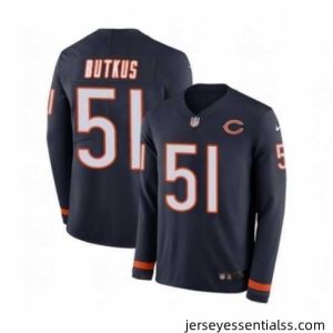 Mens Nike Chicago Bears 51 Dick Butkus Limited Navy Blue Therma Long Sleeve NFL Jersey