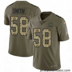 Mens Nike Chicago Bears 58 Roquan Smith Limited Olive Camo 2017 Salute to Service NFL Jersey