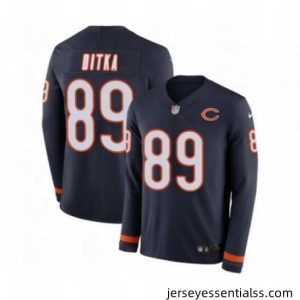 Mens Nike Chicago Bears 89 Mike Ditka Limited Navy Blue Therma Long Sleeve NFL Jersey
