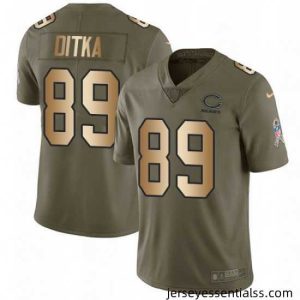 Mens Nike Chicago Bears 89 Mike Ditka Limited OliveGold Salute to Service NFL Jersey