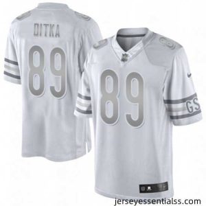 Mens Nike Chicago Bears 89 Mike Ditka Limited White Platinum NFL Jersey