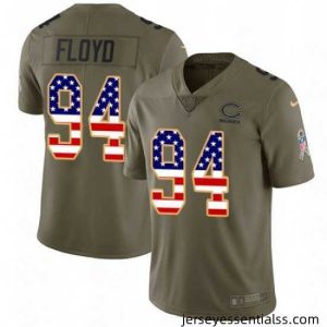 Mens Nike Chicago Bears 94 Leonard Floyd Limited OliveUSA Flag Salute to Service NFL Jersey