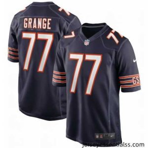 Men's Nike Red Grange Navy Chicago Bears #77 Stitched NFL Jersey